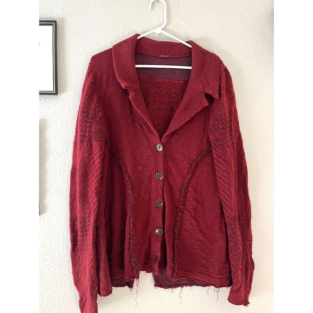 Free People Cardigan with Buttons, raw hem and details